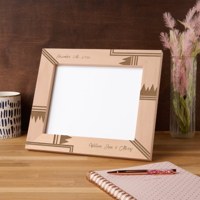 Stylish Geometric Custom Name Wood Laser Engraved Frames (Left)