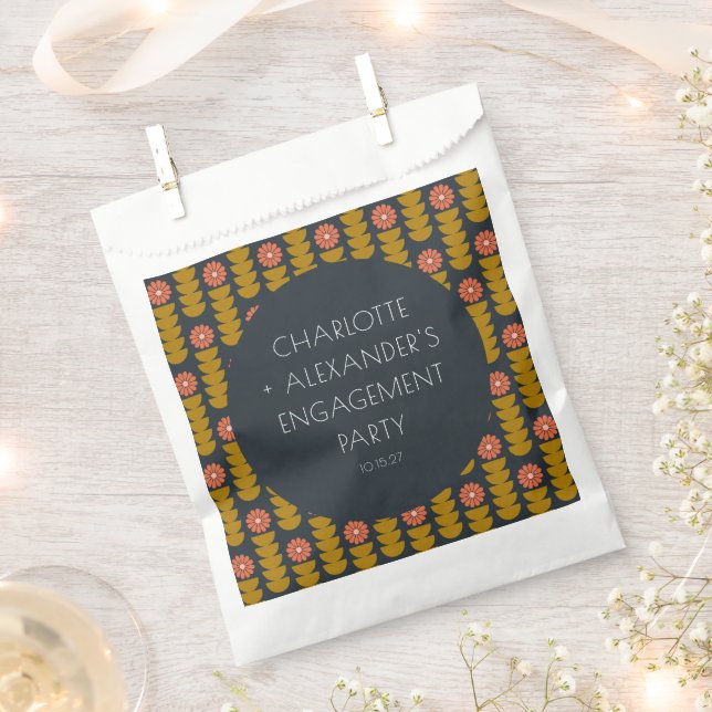 Stylish Geometric Flowers Custom Engagement Party  Favor Bag (Clipped)