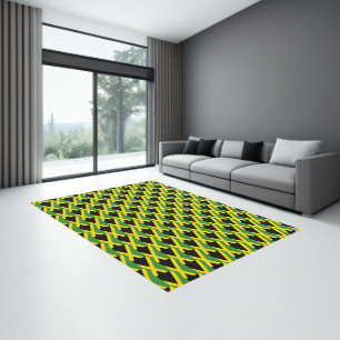 Stylish Geometric Jamaica Flag Rug