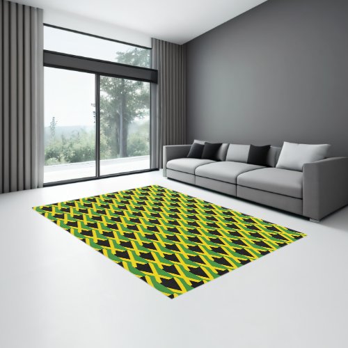 Stylish Geometric Jamaica Flag Rug