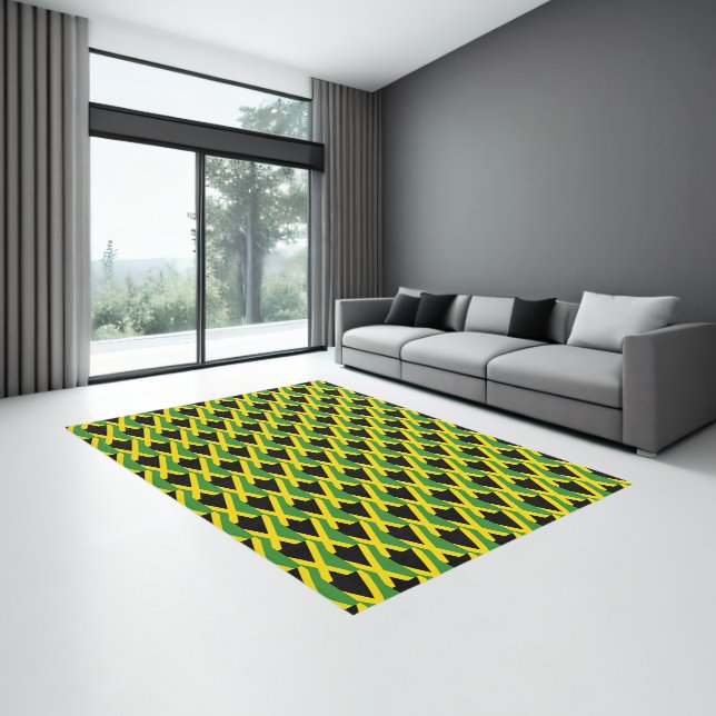 Stylish Geometric Jamaica Flag Rug (Insitu (Indoor 3))