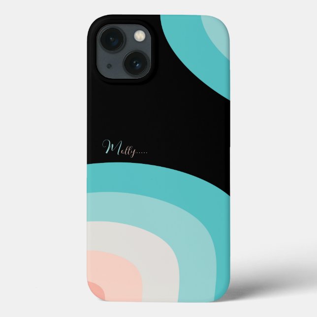 Stylish Geometric Line Rainbow Name Case-Mate iPhone Case (Back)