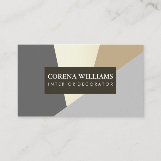 Stylish Geometric Natural Color Blocks Business Card (Front)