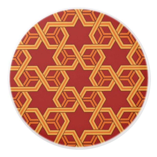 Stylish geometric ornament ceramic knob (Front)
