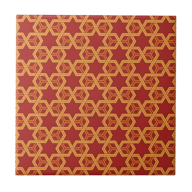 Stylish geometric ornament ceramic tile (Front)