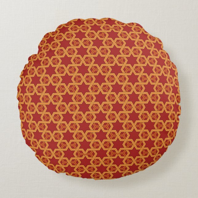 Stylish geometric ornament round pillow (Front)