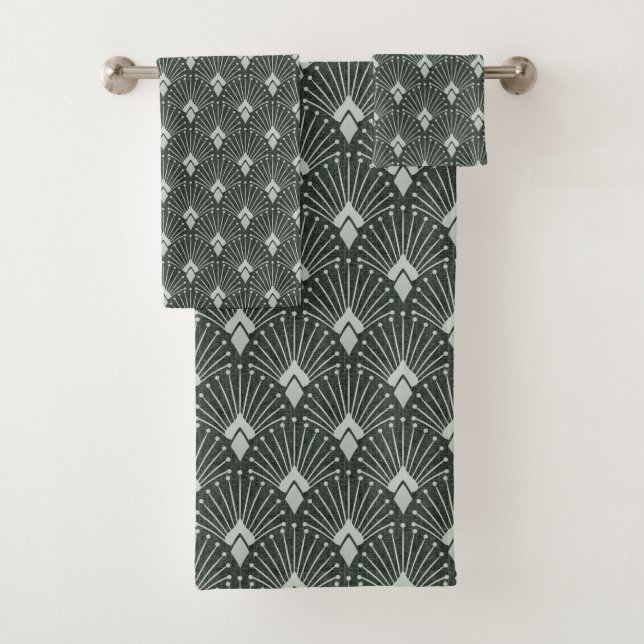 Stylish geometric pattern, art deco.  bath towel set (Insitu)