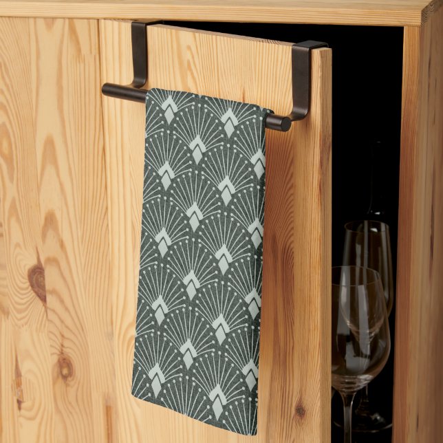 Stylish geometric pattern, art deco.  kitchen towel (Thirds Fold)