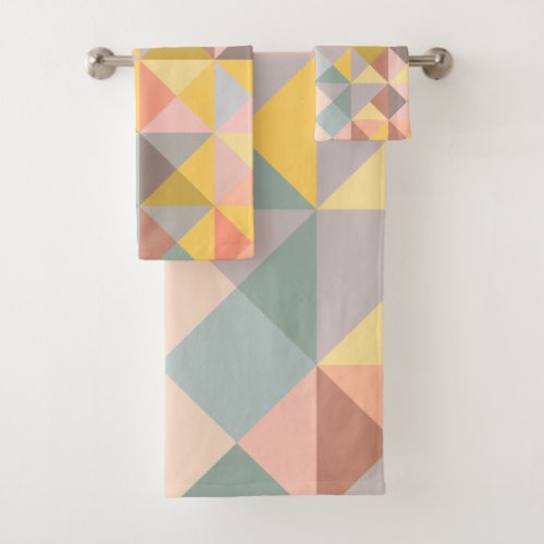 Stylish Geometric Pattern in Autumn Earth Tones Bath Towel Set