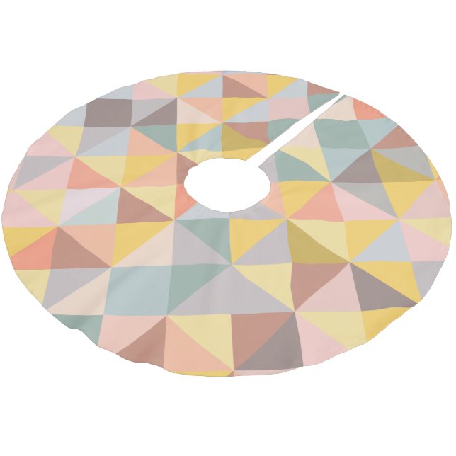 Stylish Geometric Pattern in Autumn Earth Tones Brushed Polyester Tree Skirt (Angled)