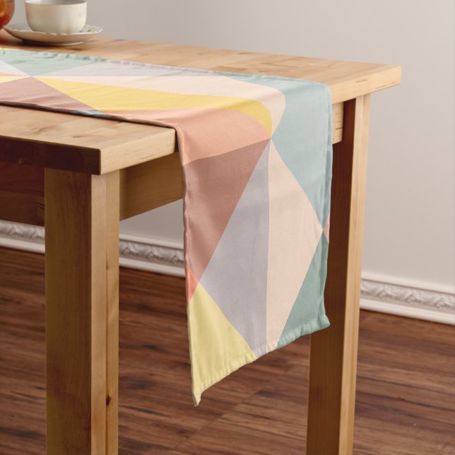 Stylish Geometric Pattern in Autumn Earth Tones Short Table Runner (In Situ)