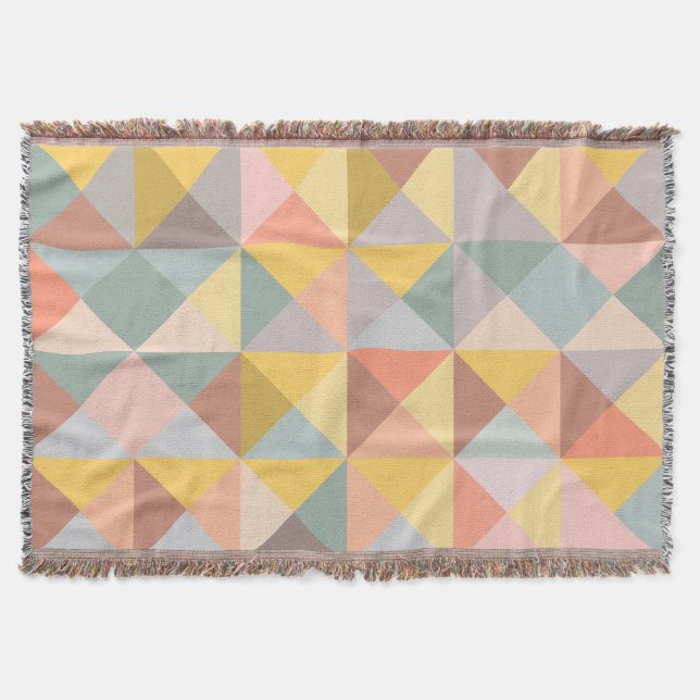 Stylish Geometric Pattern in Earthy Neutral Colors Throw Blanket (Front)