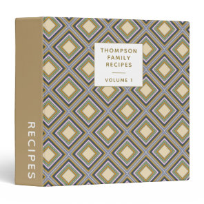Stylish Geometric Pattern Personalized Recipe 3 Ring Binder