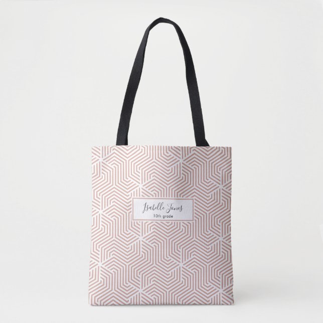 stylish geometric script personalized college tote (Front)