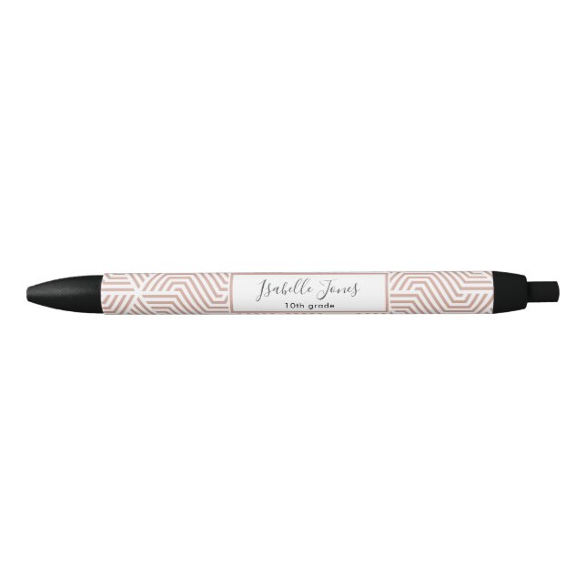 stylish geometric script personalized school  blac pen (Front)