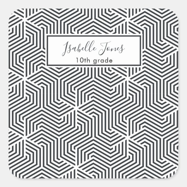 stylish geometric script personalized school  iPad Square Sticker (Front)