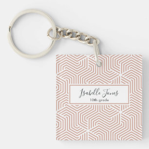 stylish geometric script personalized school keyc keychain