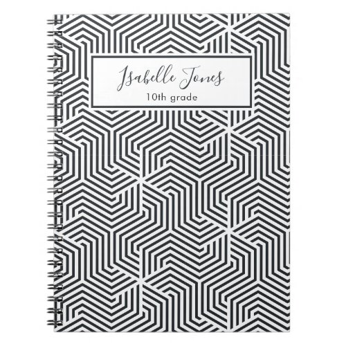 stylish geometric script personalized school noteb notebook