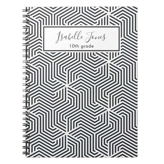 stylish geometric script personalized school noteb notebook (Front)