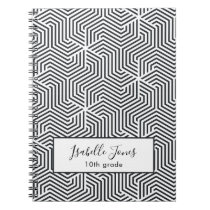 stylish geometric script personalized school notebook