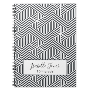 stylish geometric script personalized school notebook