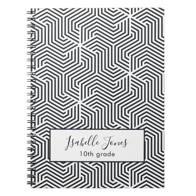 stylish geometric script personalized school notebook (Front)