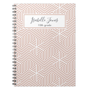 stylish geometric script personalized school notebook