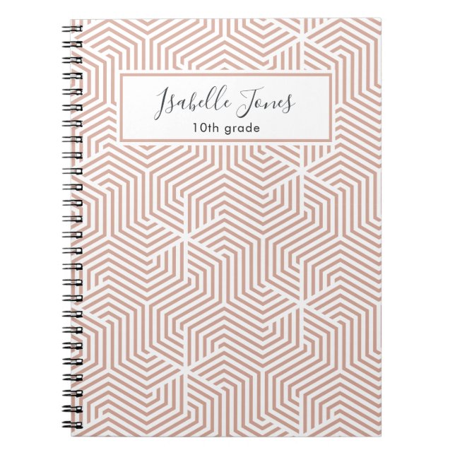 stylish geometric script personalized school  notebook (Front)