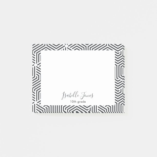 stylish geometric script personalized school   post-it notes (Front)