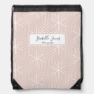 stylish geometric script school college drawstring drawstring bag