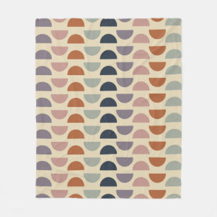 Stylish Geometric Shapes Pattern in Earthy Colors Fleece Blanket