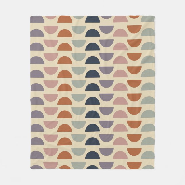 Stylish Geometric Shapes Pattern in Earthy Colors  Fleece Blanket (Front)