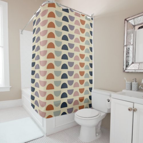 Stylish Geometric Shapes Pattern in Earthy Colors  Shower Curtain