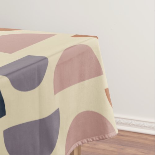 Stylish Geometric Shapes Pattern in Earthy Colors  Tablecloth
