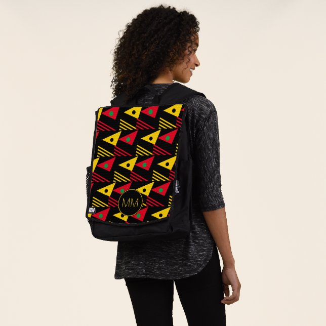 Stylish Geometric Triangles Monogram Backpack (Worn)