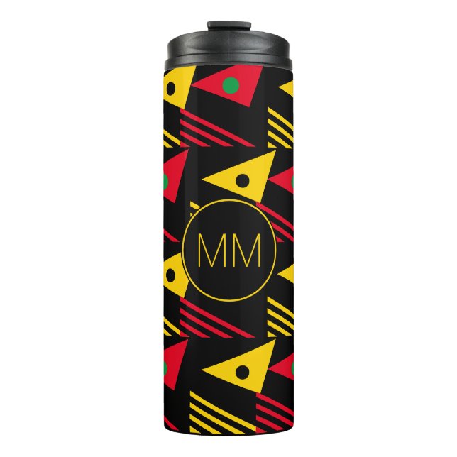 Stylish Geometric Triangles Monogram Thermal Tumbler (Front)