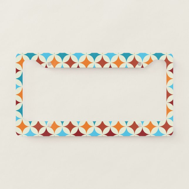 Stylish Geometric: Vintage Seamless Pattern License Plate Frame (Front)