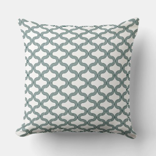 Stylish Geometric Wave Pattern Green White Throw Pillow