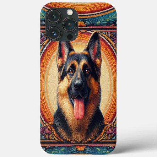 Stylish German Shepherd Dog Colorful Frame iPhone 13 Pro Max Case