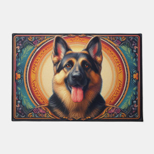 Stylish German Shepherd Dog Colorful Frame Doormat