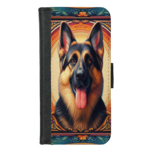 Stylish German Shepherd Dog Colorful Frame iPhone 8/7 Wallet Case
