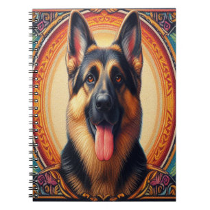 Stylish German Shepherd Dog Colorful Frame Notebook