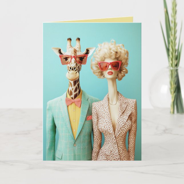 Stylish Giraffe and Woman Invitation (Front)