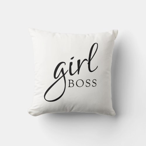 Stylish Girl Boss Black And White Throw Pillow