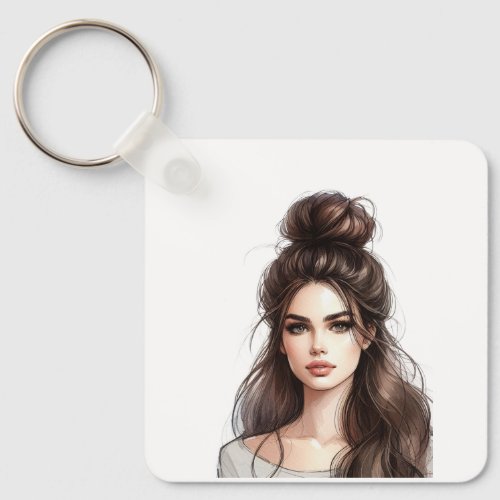 Stylish girl graphic keychain