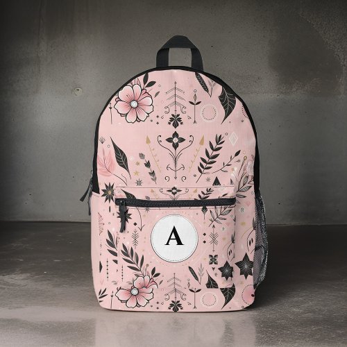 stylish girls pretty monogram black school kids printed backpack