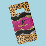 Stylish girly animal print pink glittery monogram samsung galaxy S10E case<br><div class="desc">Pretty chic and elegant girly faux glitter bling in pink with trendy animal print pattern to create a special unique stylish case to protect your device. Beautiful, modern and cool cover for the trend-savvy and art-loving hip trendsetter. This stylish sophisticated design would be great for girls who enjoy wearing classy...</div>