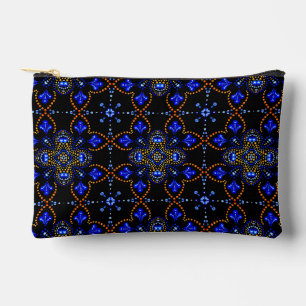Stylish Girly Blue & Gold Dot Art Mandala Pattern Accessory Pouch