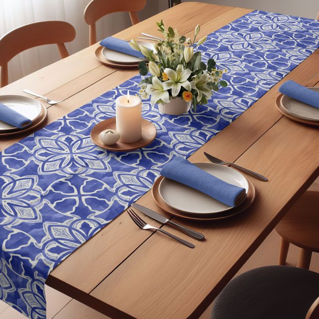 Stylish girly blue grey initial monogrammed  short table runner (Creator Uploaded)