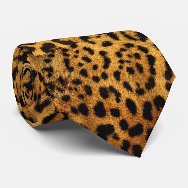 stylish girly chic safari animal print leopard neck tie (Rolled)